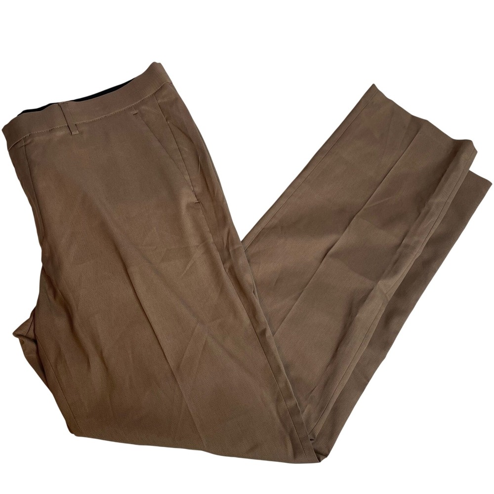 Alfani Mens Stretch Dress Pants 34W 32L Brown Flat Front Classic Fit‎